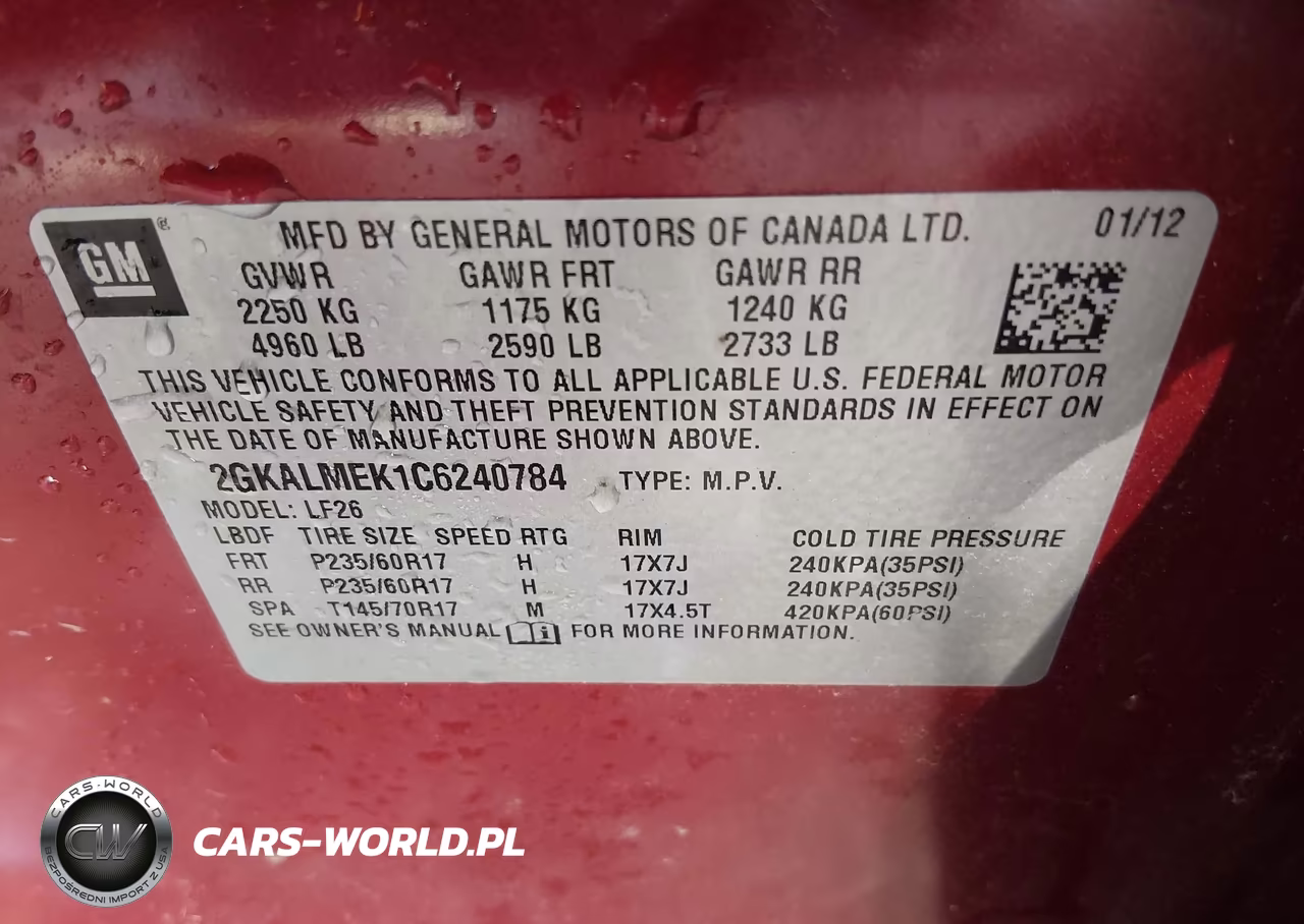 2012 GMC Terrain Sle-1 VIN:2GKALMEK1C6240784 - 9