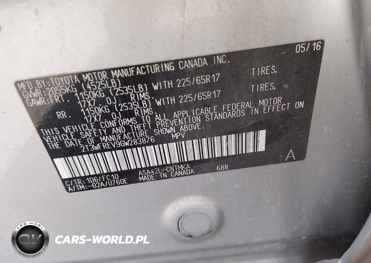 2016 Toyota Rav4 Xle VIN:2T3WFREV9GW283876 - 9