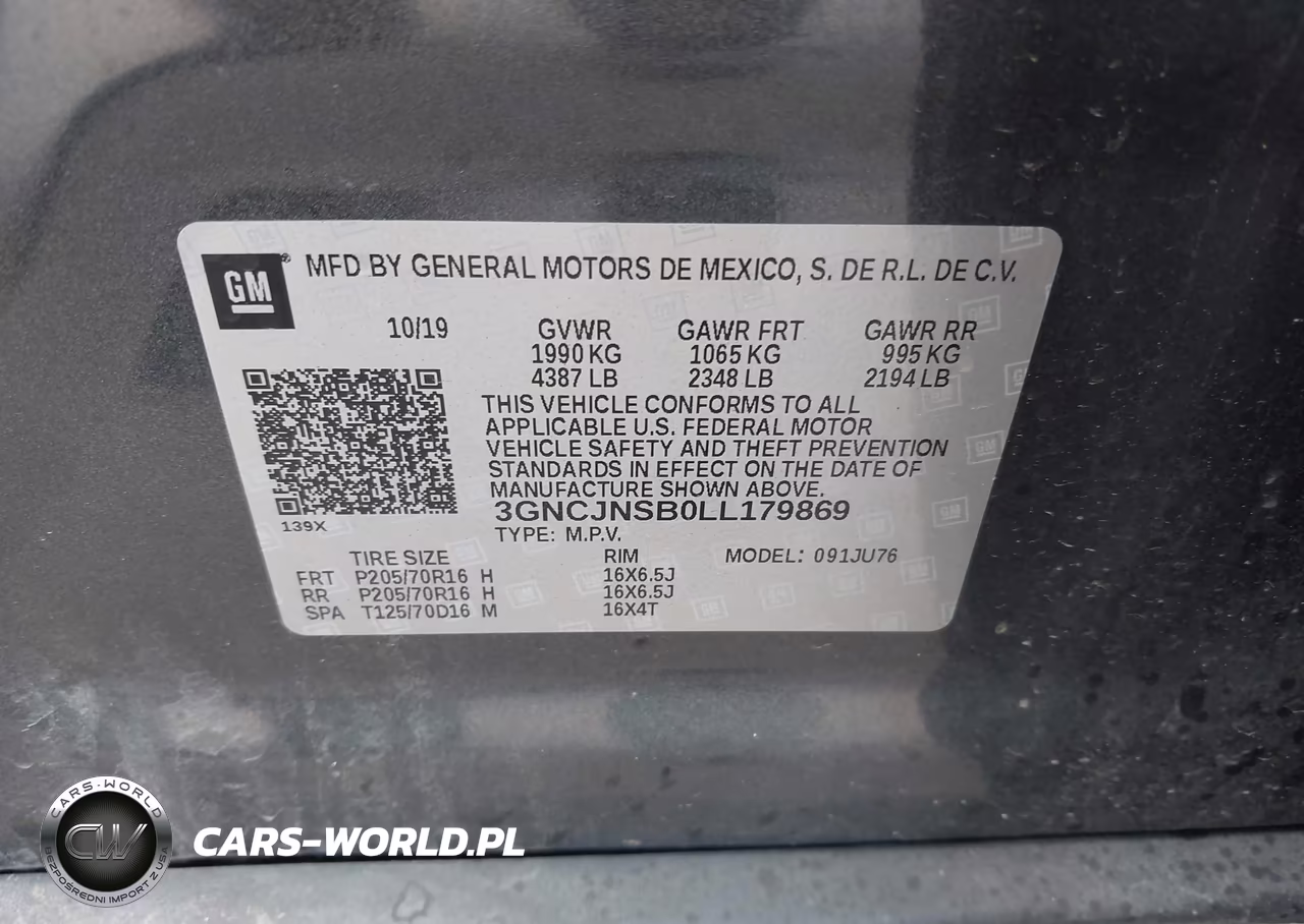 2020 Chevrolet Trax Awd Ls VIN:3GNCJNSB0LL179869 - 9