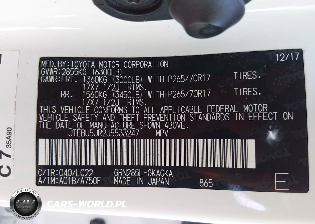 2018 Toyota 4Runner Trd Off Road Premium VIN:JTEBU5JR2J5533247 - 9