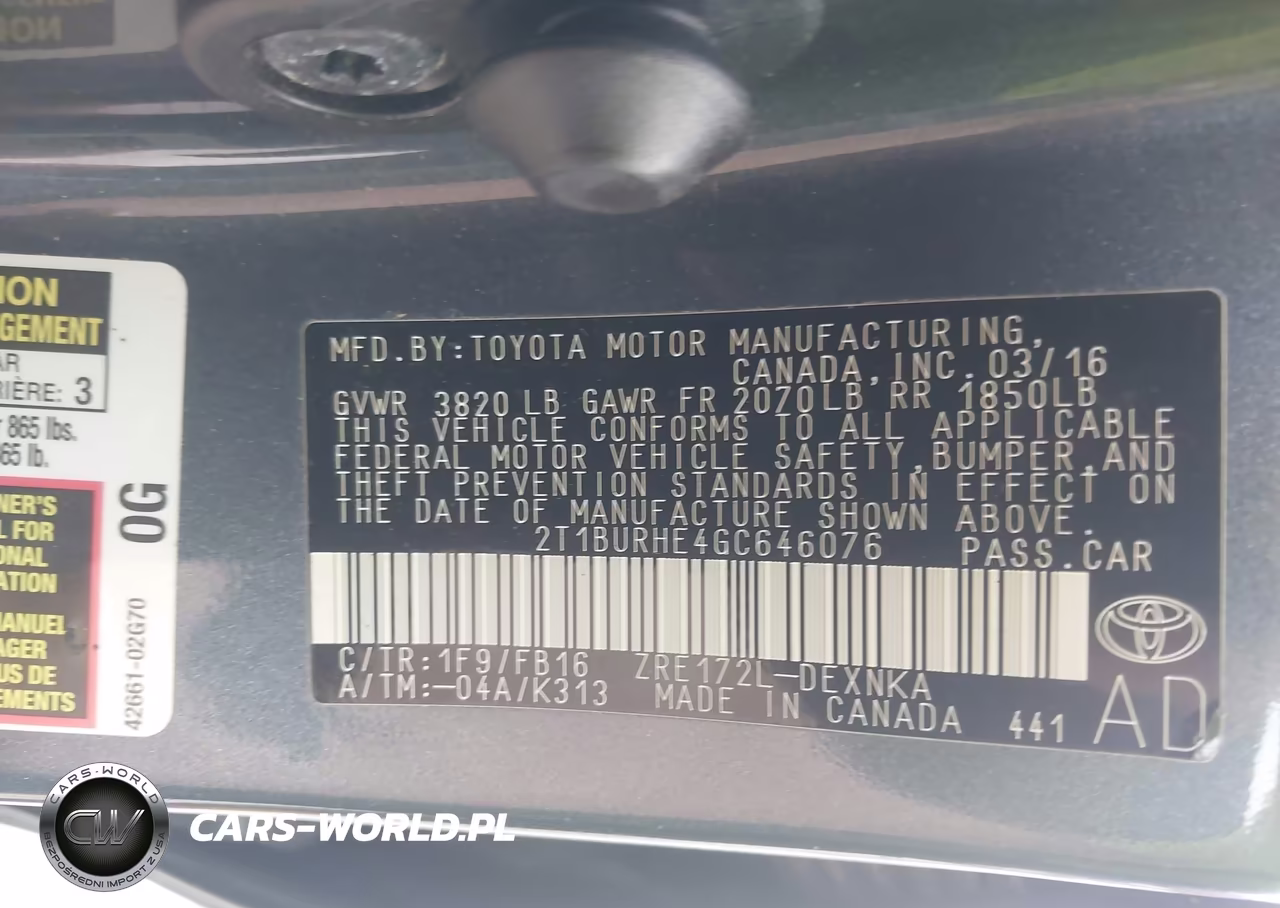 2016 Toyota Corolla Le VIN:2T1BURHE4GC646076 - 9