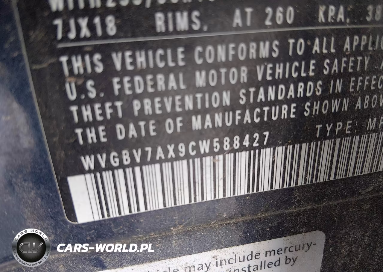 2012 Volkswagen Tiguan Se VIN:WVGBV7AX9CW588427 - 9