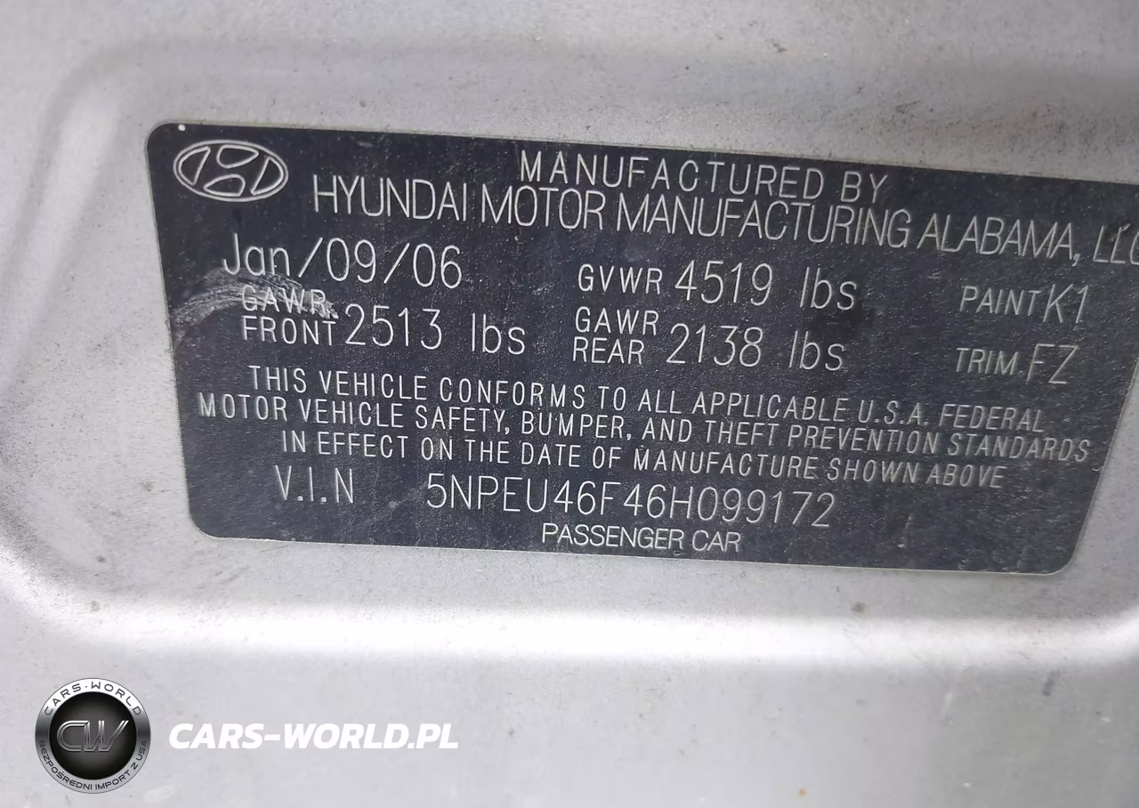 2006 Hyundai Sonata Gls V6-Lx V6 VIN:5NPEU46F46H099172 - 9
