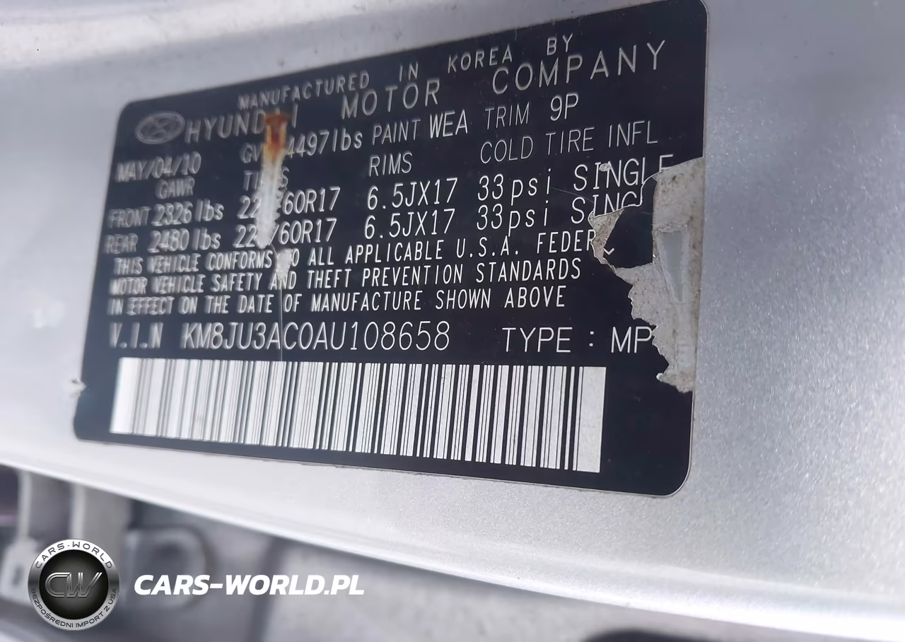 2010 Hyundai Tucson Gls VIN:KM8JU3AC0AU108658 - 9