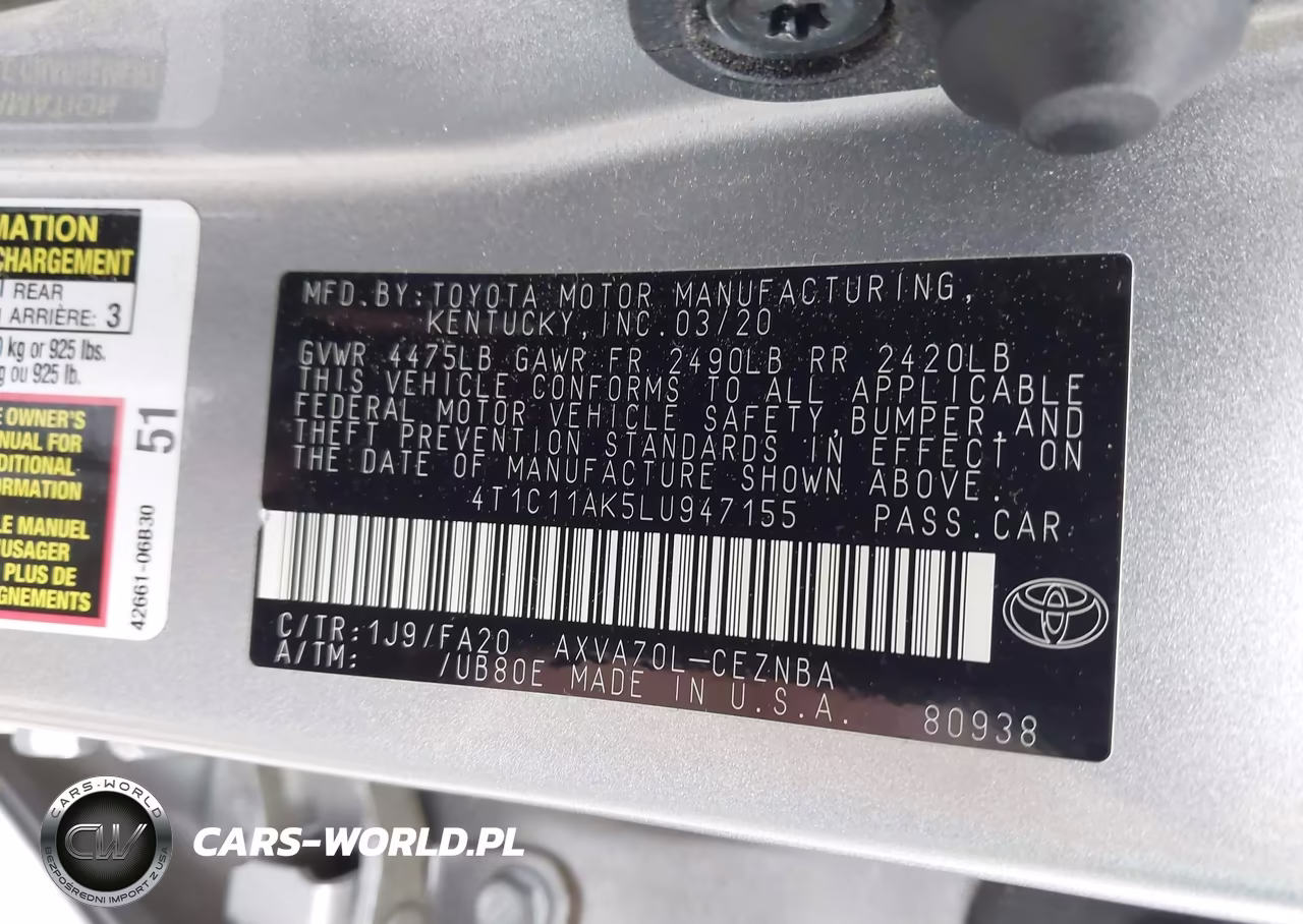 2020 Toyota Camry Le VIN:4T1C11AK5LU947155 - 9