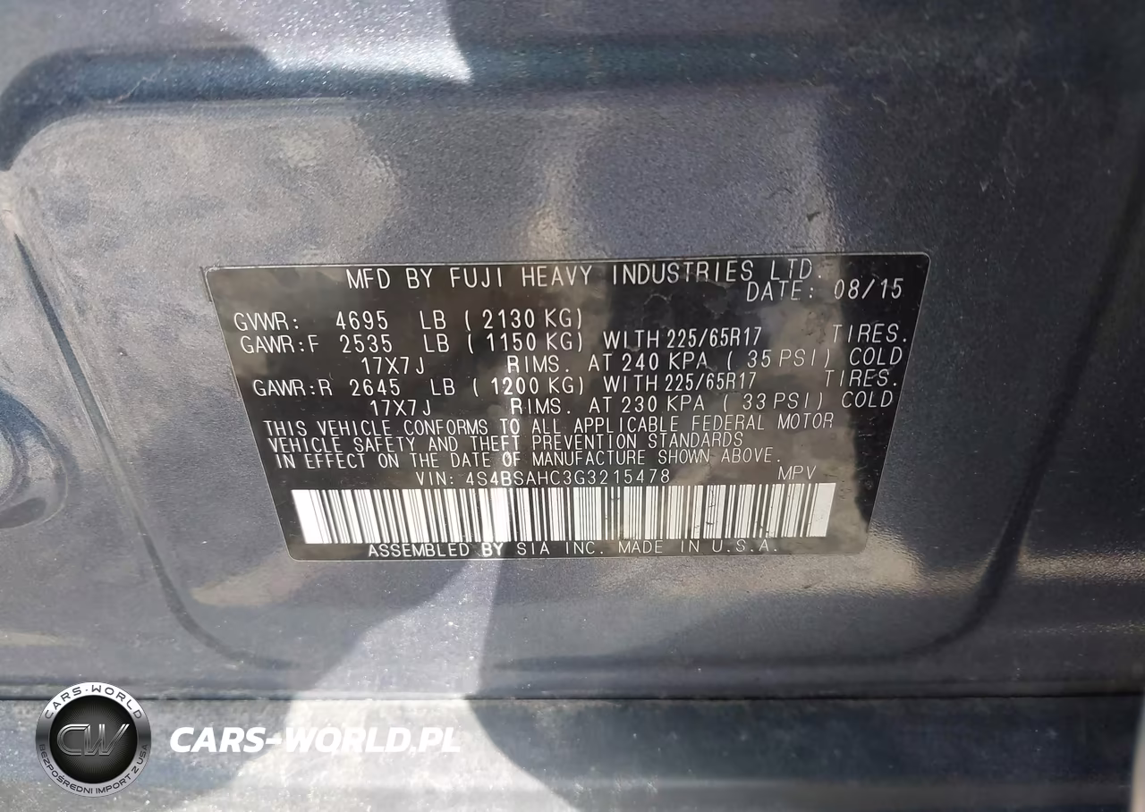 2016 Subaru Outback 2.5I Premium VIN:4S4BSAHC3G3215478 - 9
