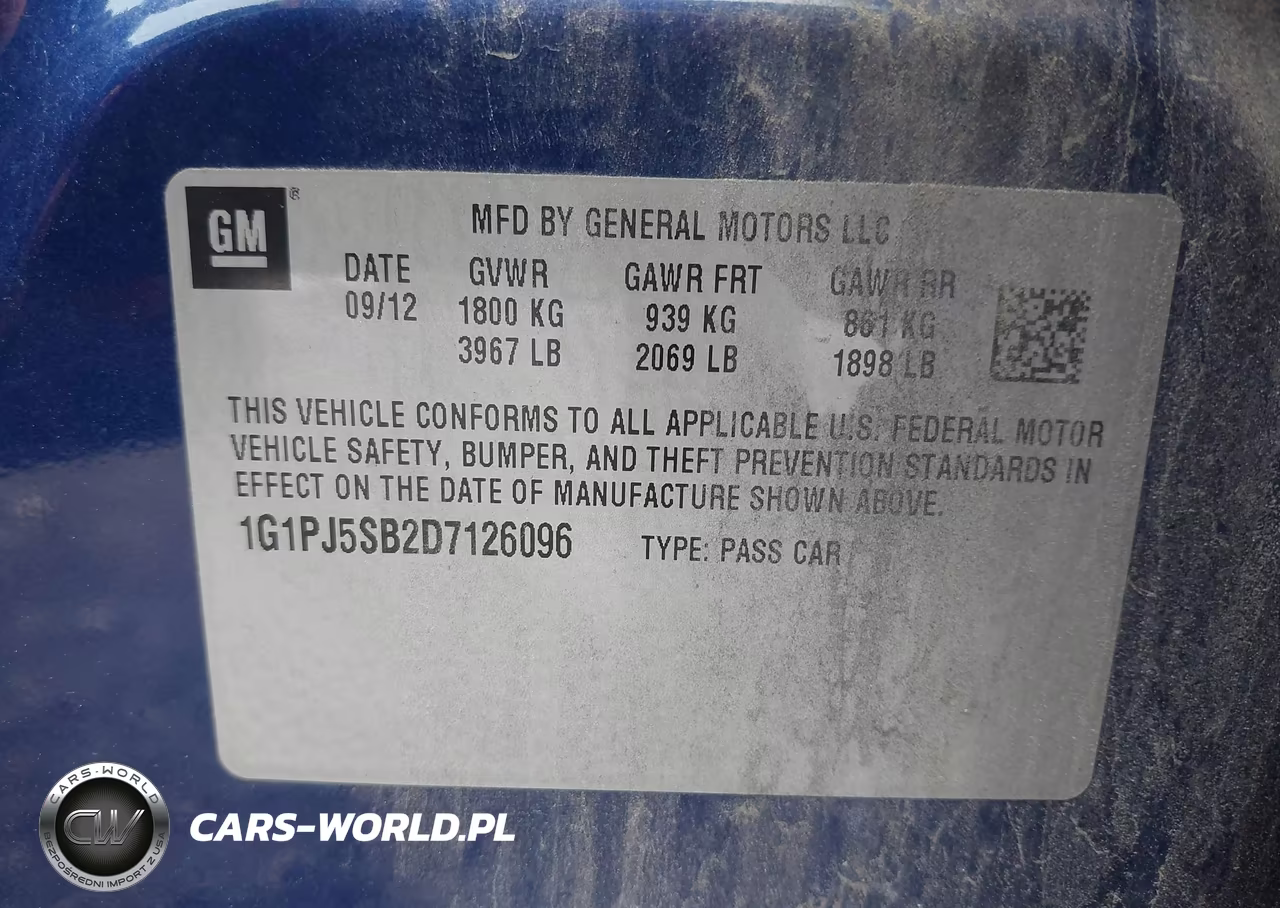 2013 Chevrolet Cruze Eco Manual VIN:1G1PJ5SB2D7126096 - 9