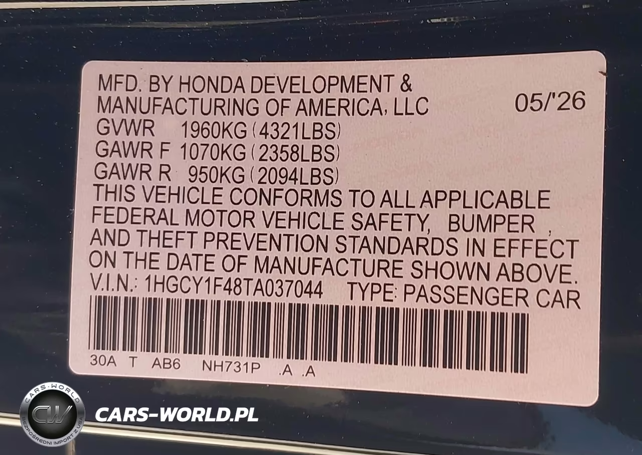 2026 Honda Accord Se VIN:1HGCY1F48TA037044 - 9