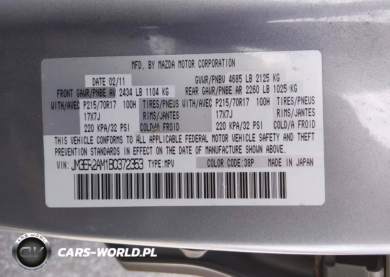 2011 Mazda Cx-7 I Sv VIN:JM3ER2AM1B0372353 - 9