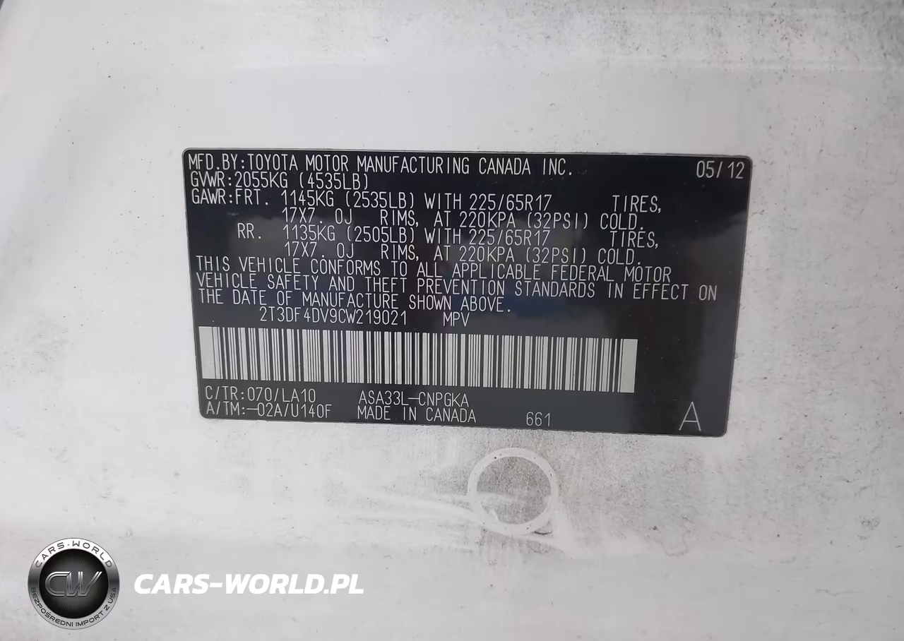 2012 Toyota Rav4 Limited VIN:2T3DF4DV9CW219021 - 9