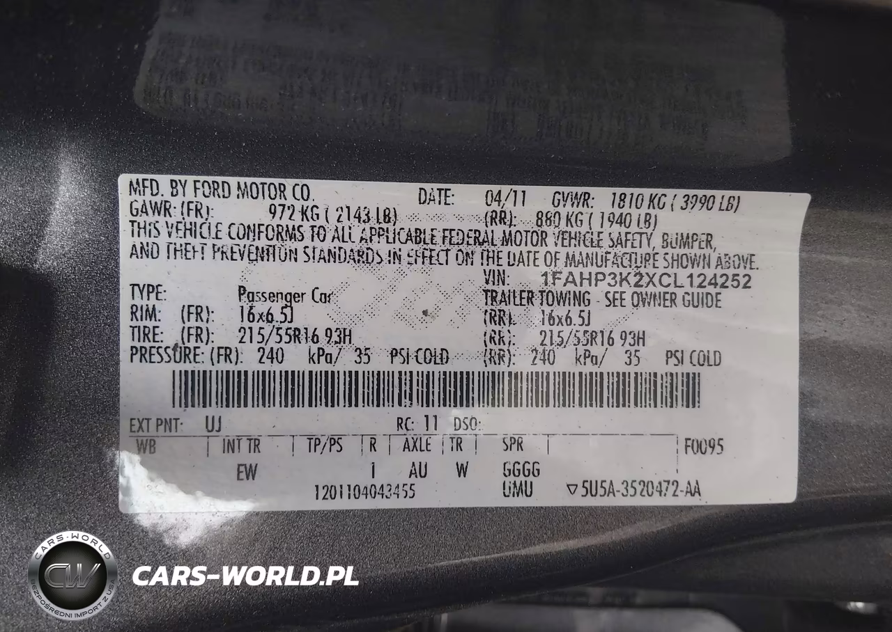 2012 Ford Focus Se VIN:1FAHP3K2XCL124252 - 9
