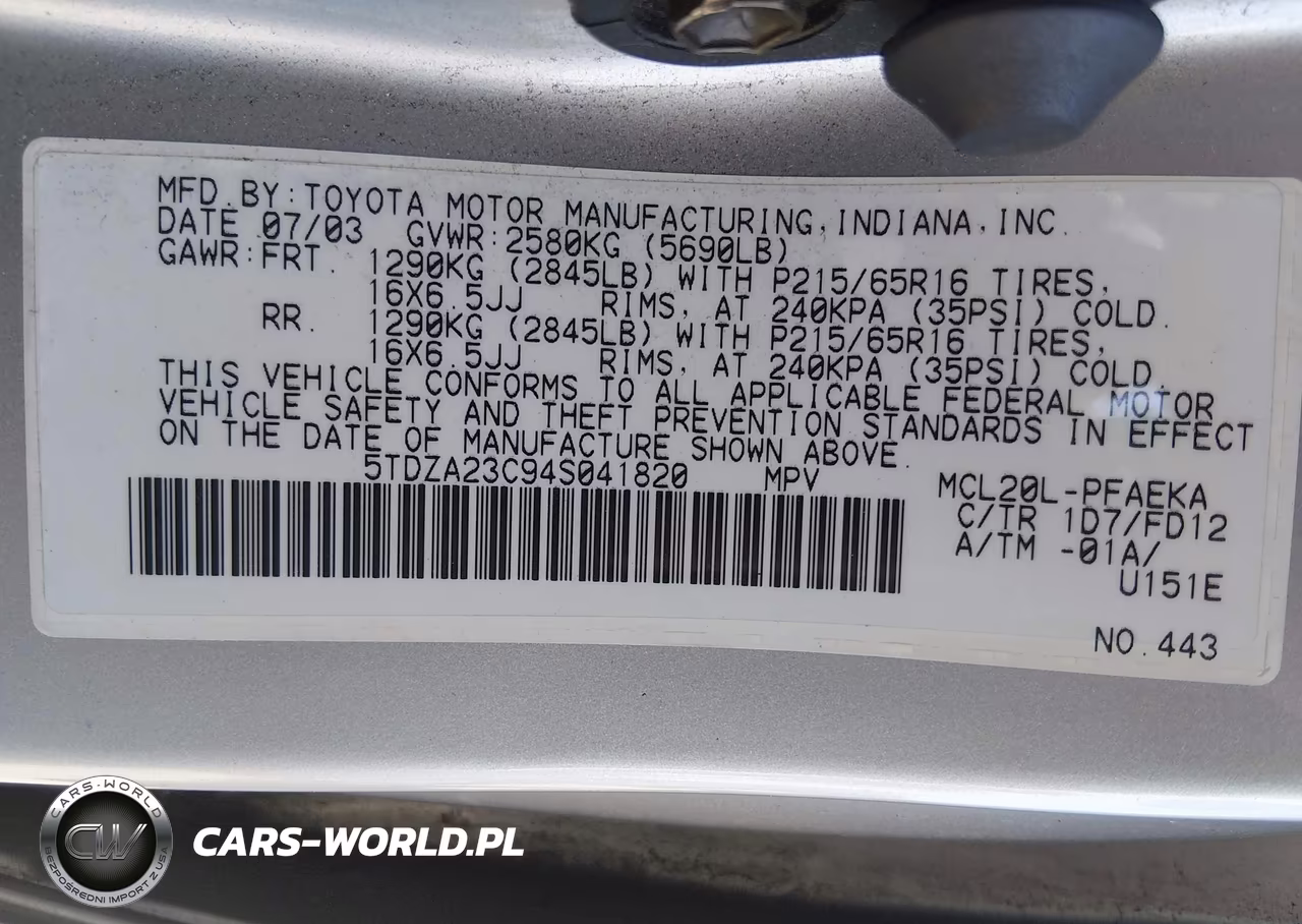 2004 Toyota Sienna Ce VIN:5TDZA23C94S041820 - 9