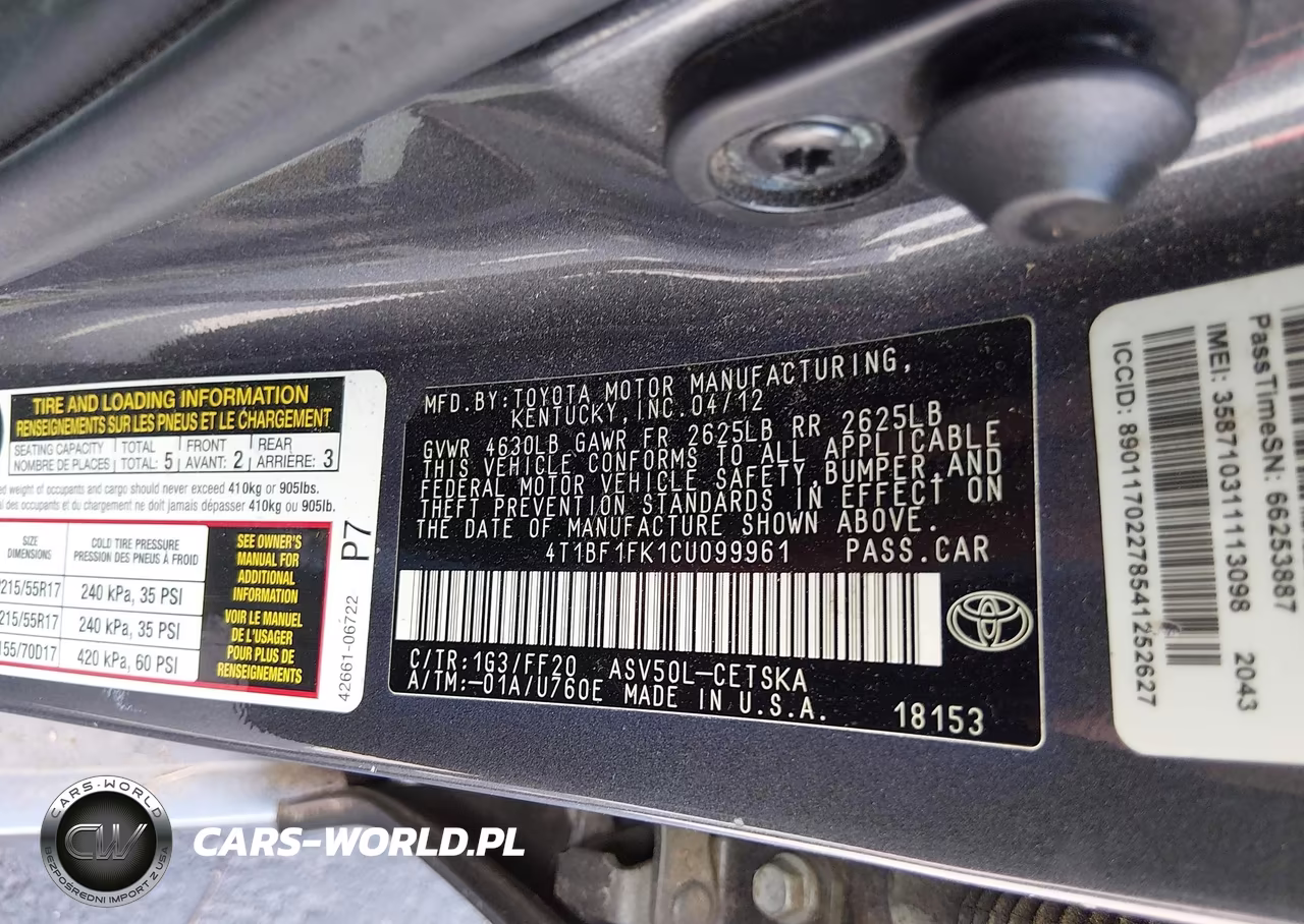 2012 Toyota Camry Se VIN:4T1BF1FK1CU099961 - 9