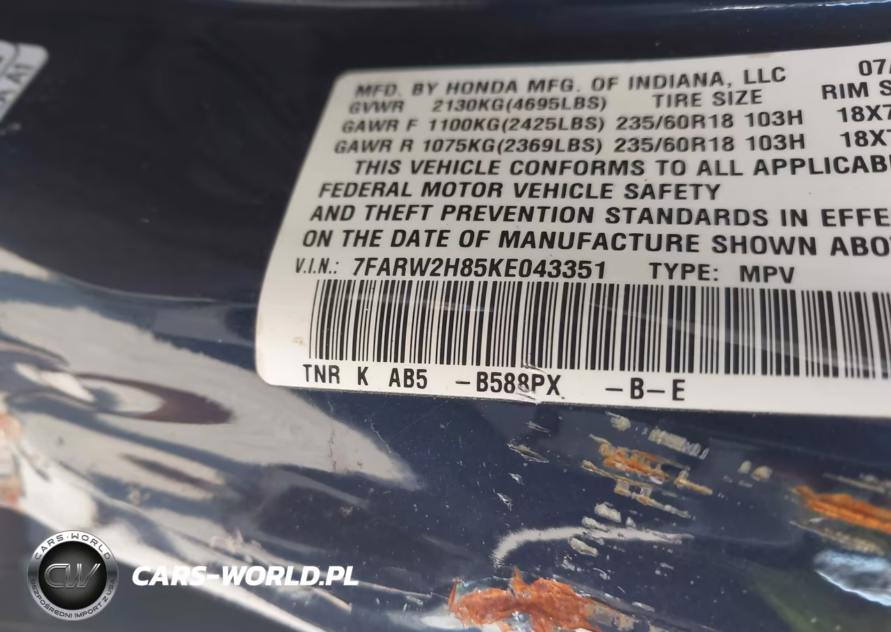 2019 Honda Cr-V Ex-L VIN:7FARW2H85KE043351 - 9