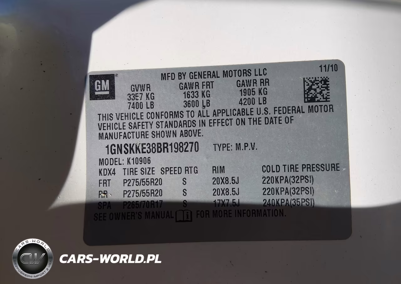 2011 Chevrolet Suburban Ltz VIN:1GNSKKE38BR198270 - 9