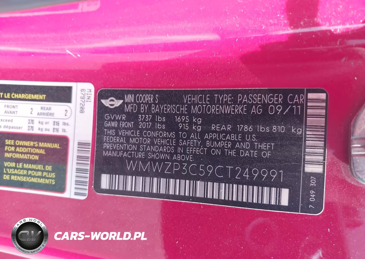 2012 Mini Cooper S VIN:WMWZP3C59CT249991 - 9