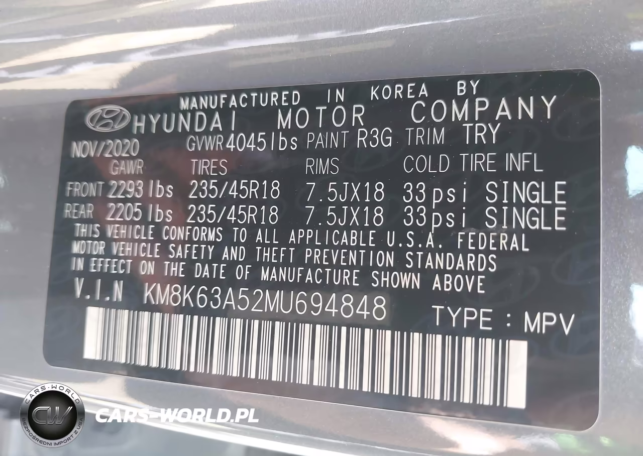 2021 Hyundai Kona Night VIN:KM8K63A52MU694848 - 9