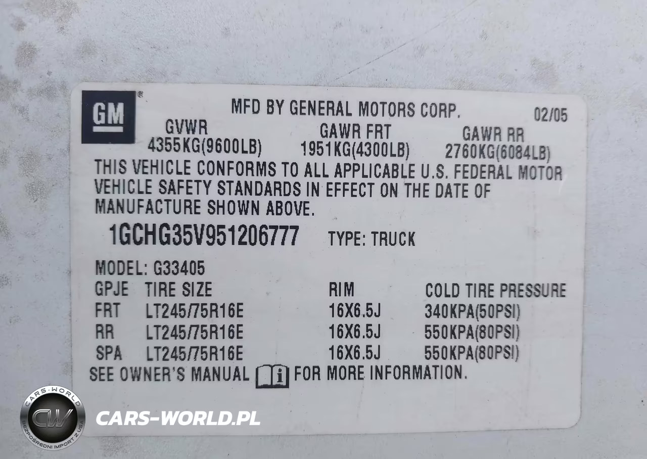 2005 Chevrolet Express VIN:1GCHG35V951206777 - 9