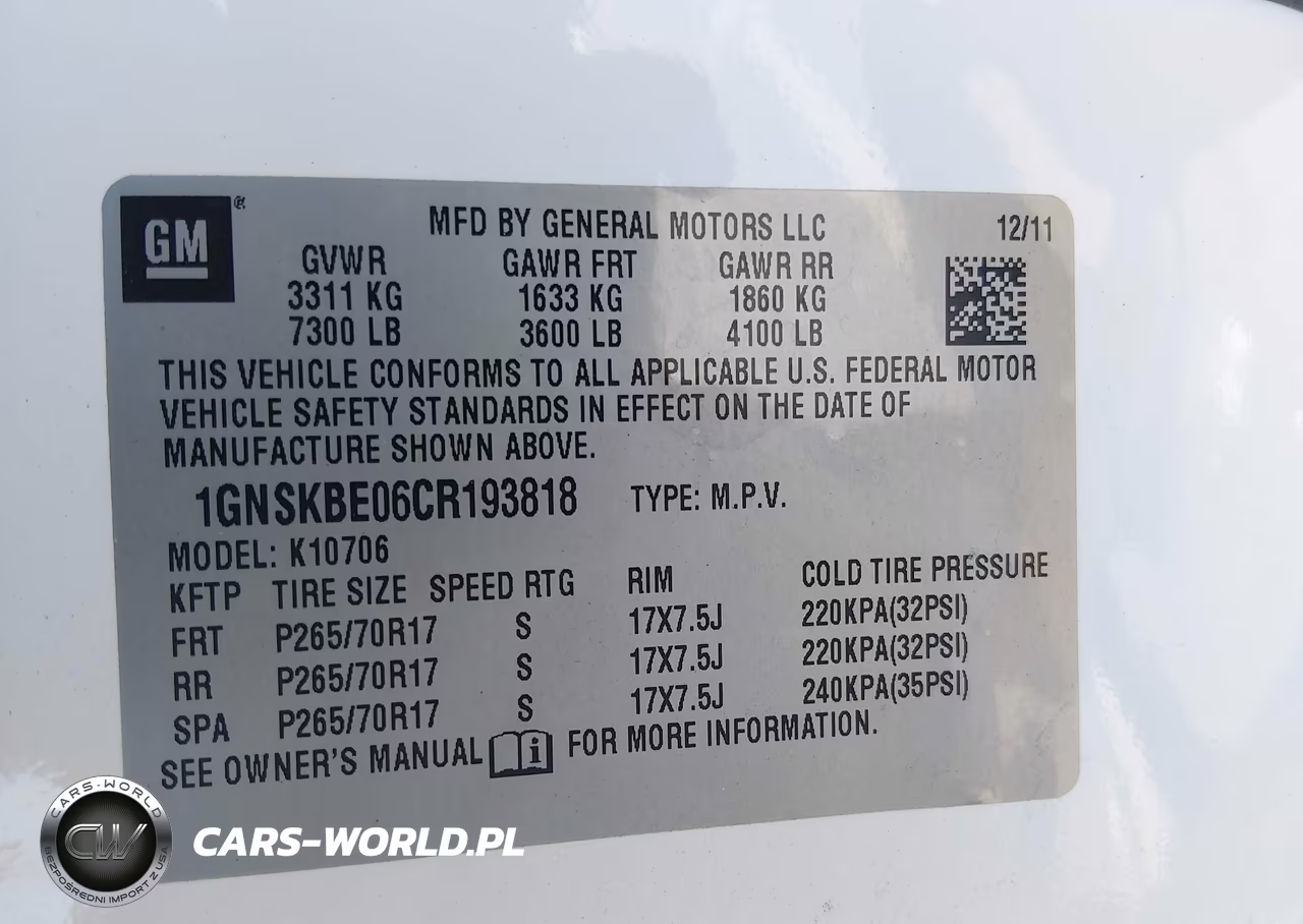 2012 Chevrolet Tahoe Lt VIN:1GNSKBE06CR193818 - 9