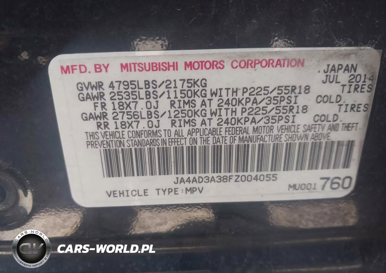 2015 Mitsubishi Outlander Se VIN:JA4AD3A38FZ004055 - 9