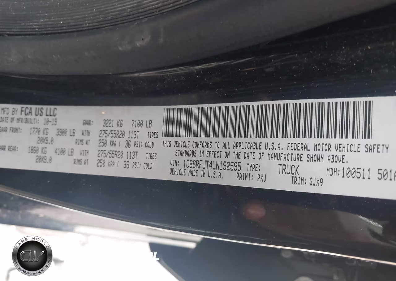 2020 Ram 1500 VIN:1C6SRFJT4LN192595 - 9