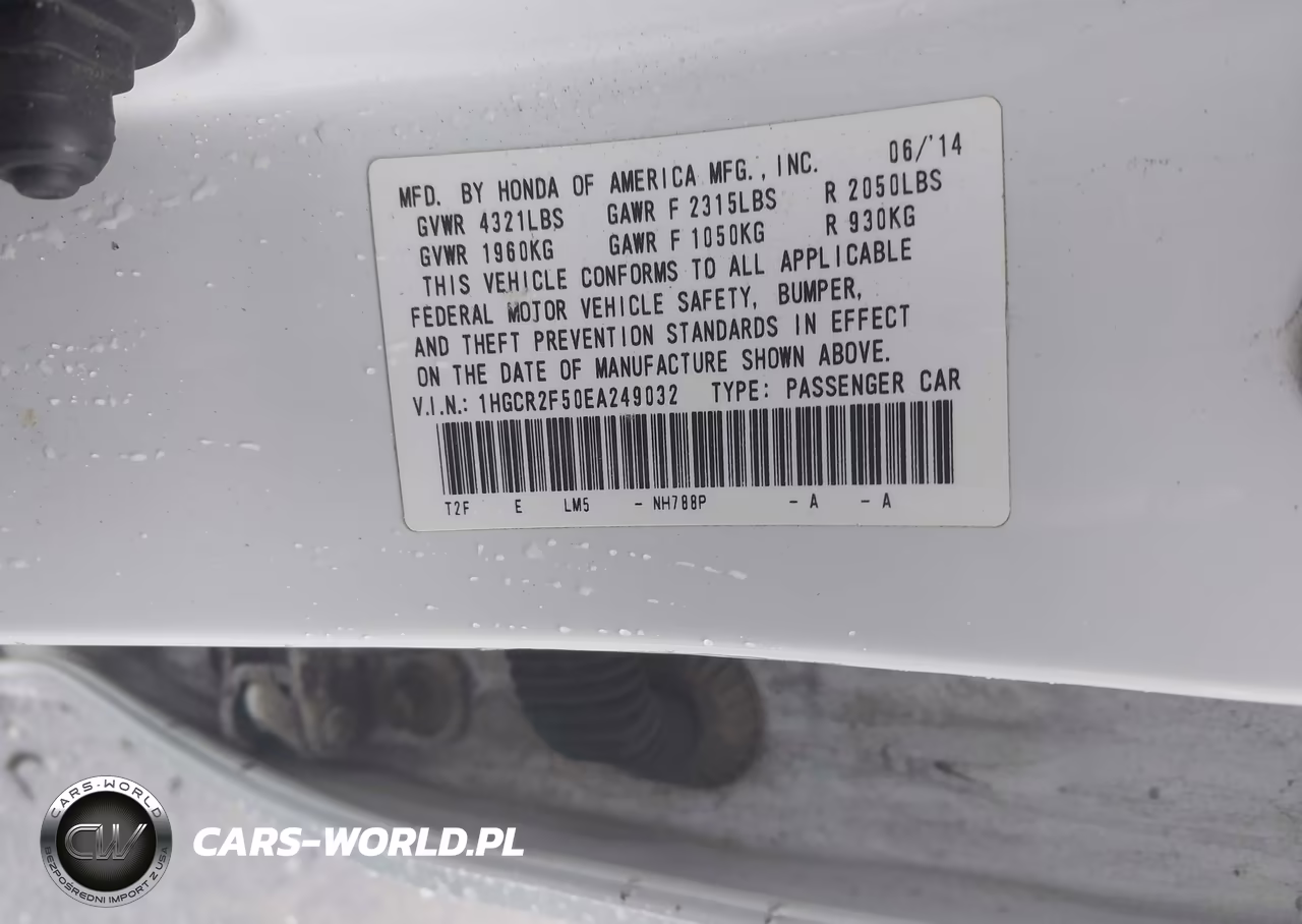 2014 Honda Accord Sport VIN:1HGCR2F50EA249032 - 9