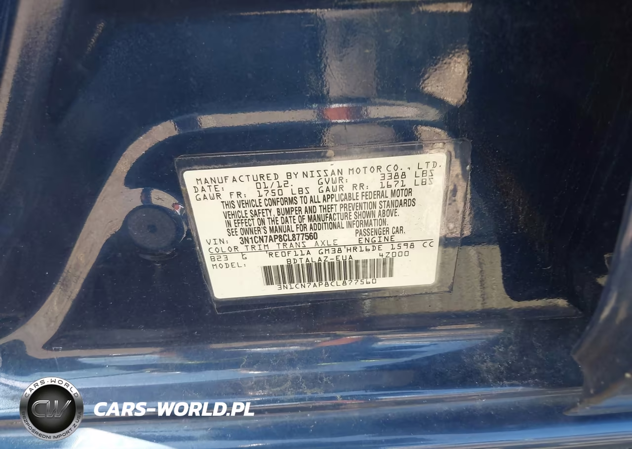 2012 Nissan Versa 1.6 S VIN:3N1CN7AP8CL877560 - 9
