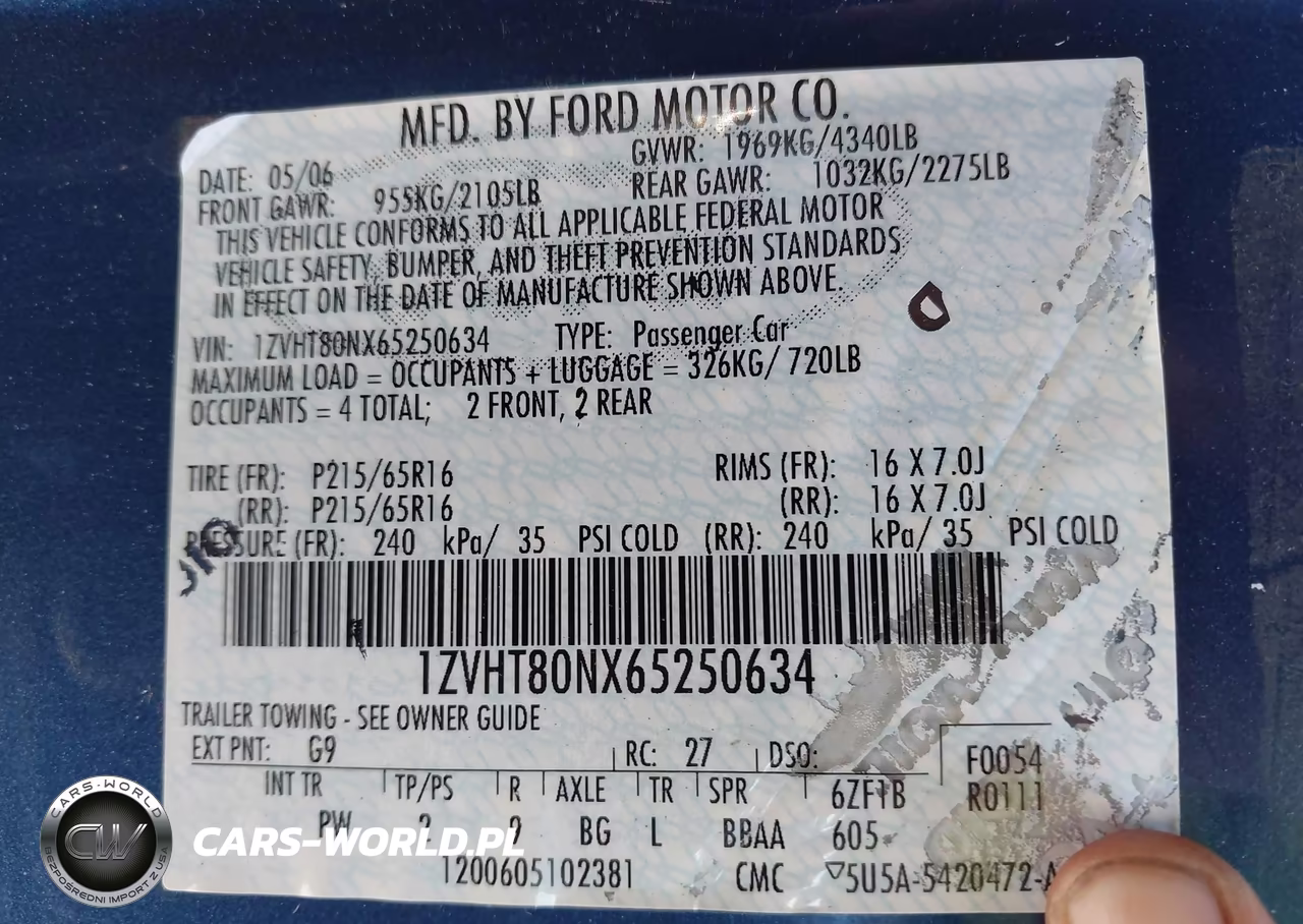 2006 Ford Mustang V6 VIN:1ZVHT80NX65250634 - 9