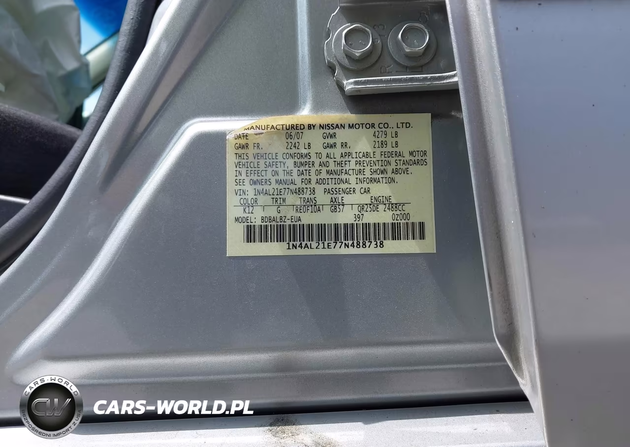 2007 Nissan Altima 2.5 S VIN:1N4AL21E77N488738 - 9