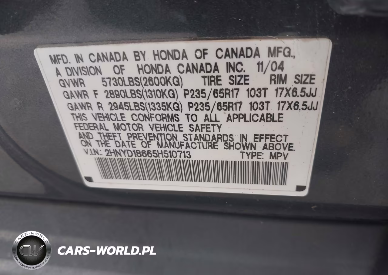 2005 Acura Mdx VIN:2HNYD18665H510713 - 9