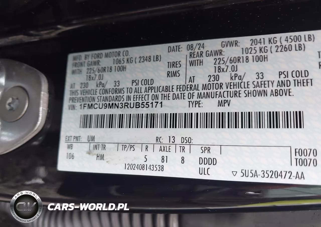 2024 Ford Escape St-Line VIN:1FMCU9MN3RUB55171 - 9