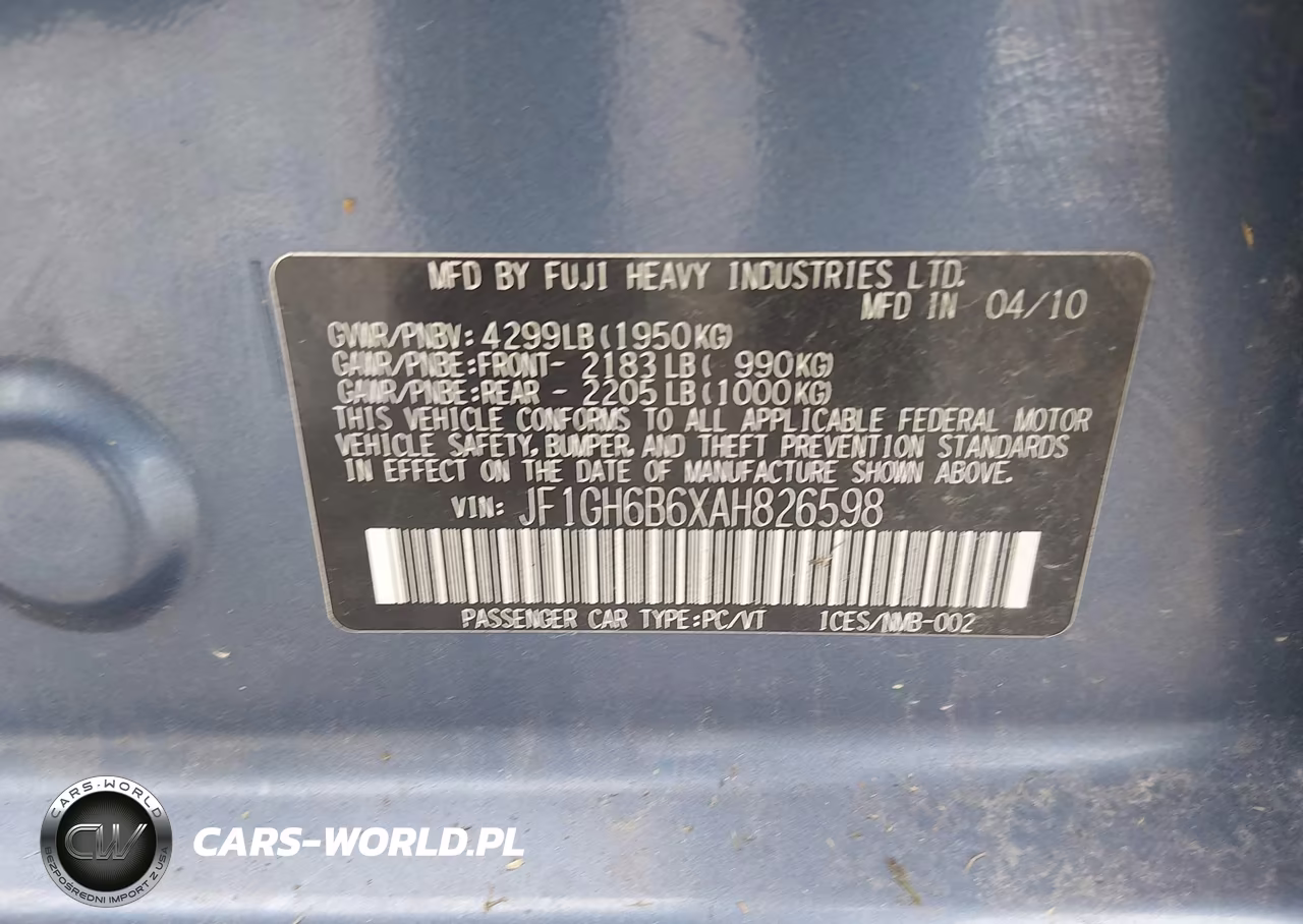 2010 Subaru Impreza 2.5I Premium VIN:JF1GH6B6XAH826598 - 9
