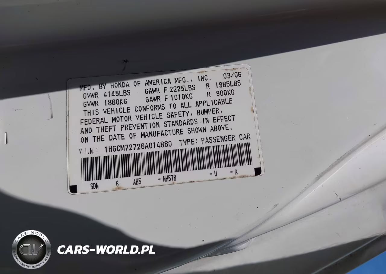 2006 Honda Accord 2.4 Ex VIN:1HGCM72726A014880 - 9