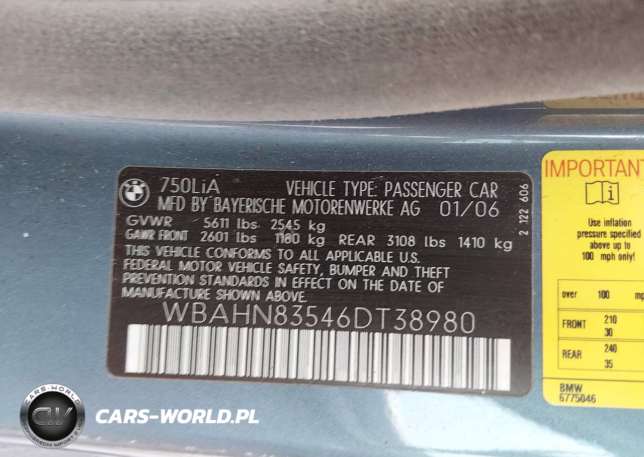 2006 BMW 750Li VIN:WBAHN83546DT38980 - 9