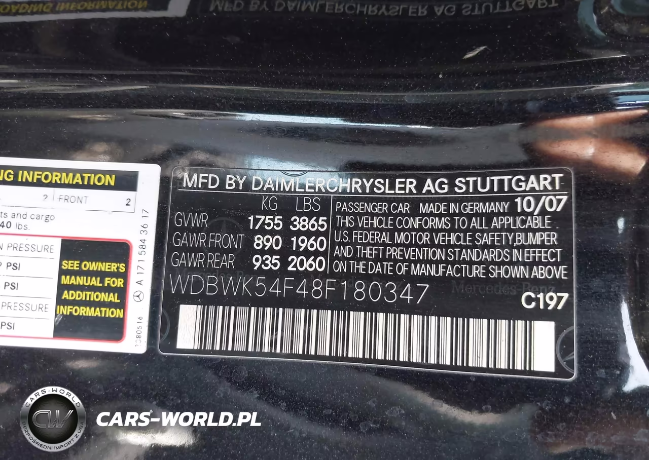2008 Mercedes-Benz Slk 280 VIN:WDBWK54F48F180347 - 9