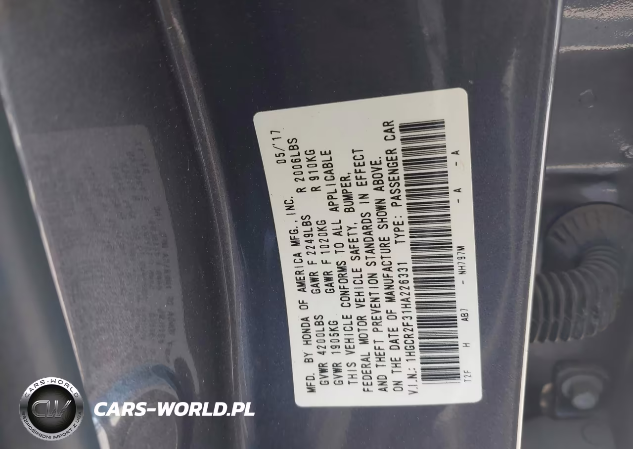 2017 Honda Accord Lx VIN:1HGCR2F31HA226331 - 9