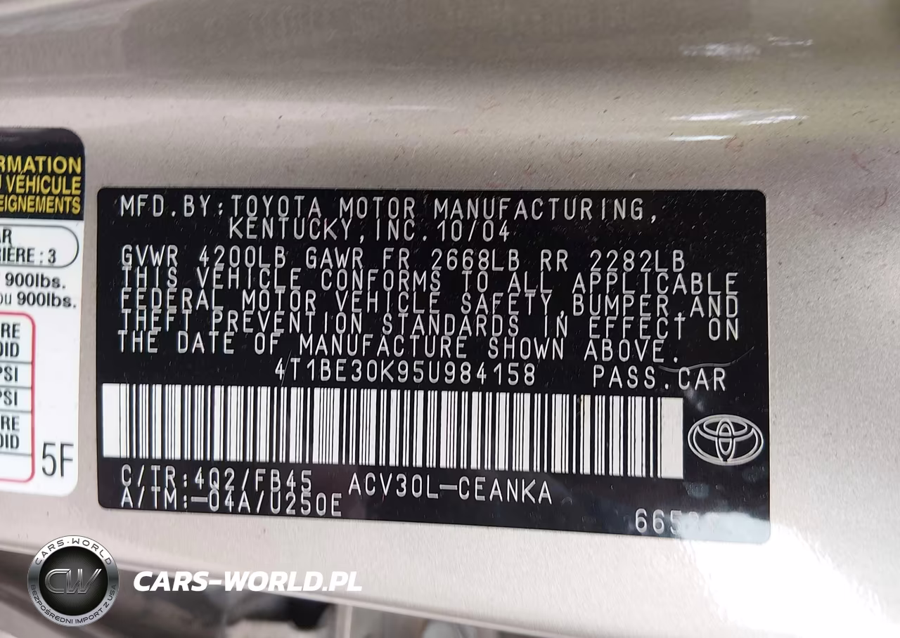 2005 Toyota Camry Le VIN:4T1BE30K95U984158 - 9