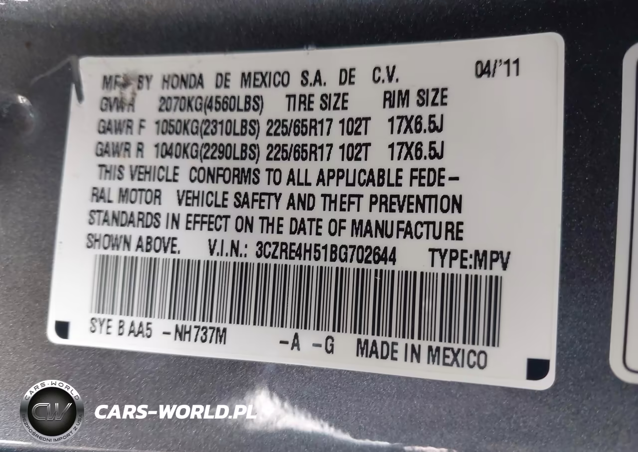 2011 Honda Cr-V Ex VIN:3CZRE4H51BG702644 - 9