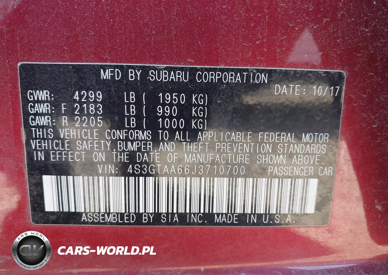 2018 Subaru Impreza 2.0I VIN:4S3GTAA66J3710700 - 9