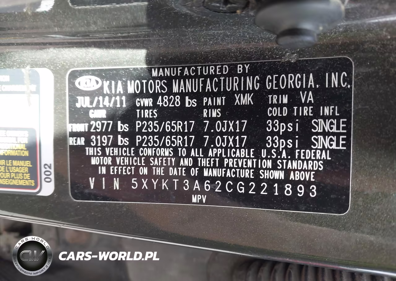 2012 Kia Sorento Lx VIN:5XYKT3A62CG221893 - 9