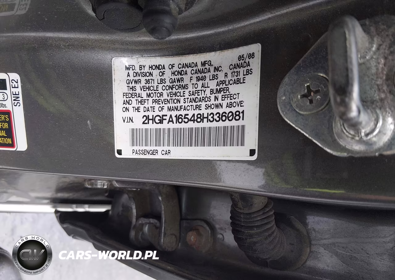 2008 Honda Civic Lx VIN:2HGFA16548H336081 - 9
