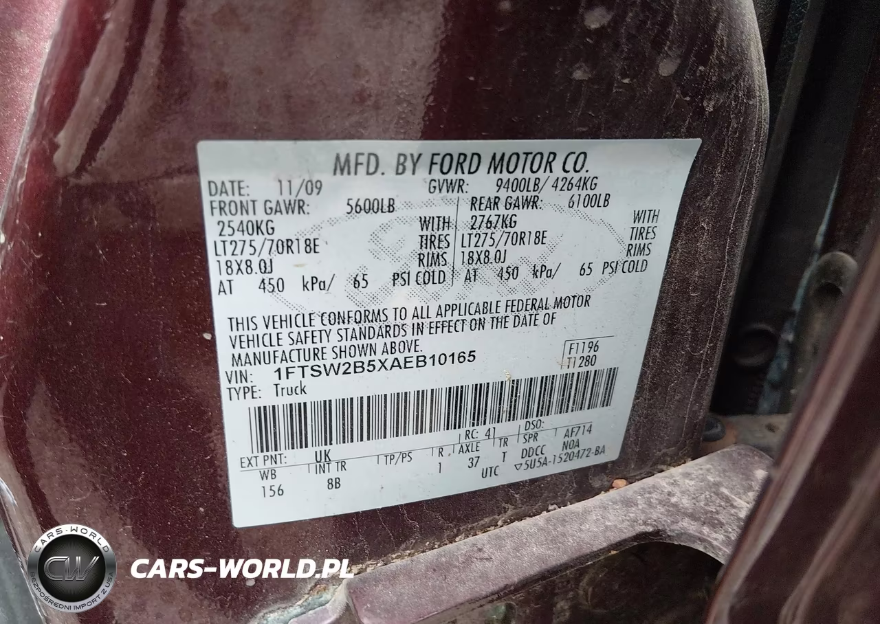 2010 Ford Super Duty F-250 Srw Cabelas-King Ranch-Lariat-Xl-Xlt VIN:1FTSW2B5XAEB10165 - 9