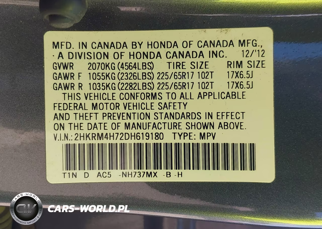2013 Honda Cr-V Ex-L VIN:2HKRM4H72DH619180 - 9