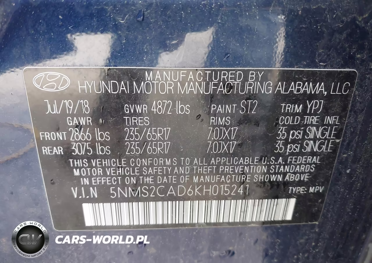 2019 Hyundai Santa Fe Se VIN:5NMS2CAD6KH015241 - 9
