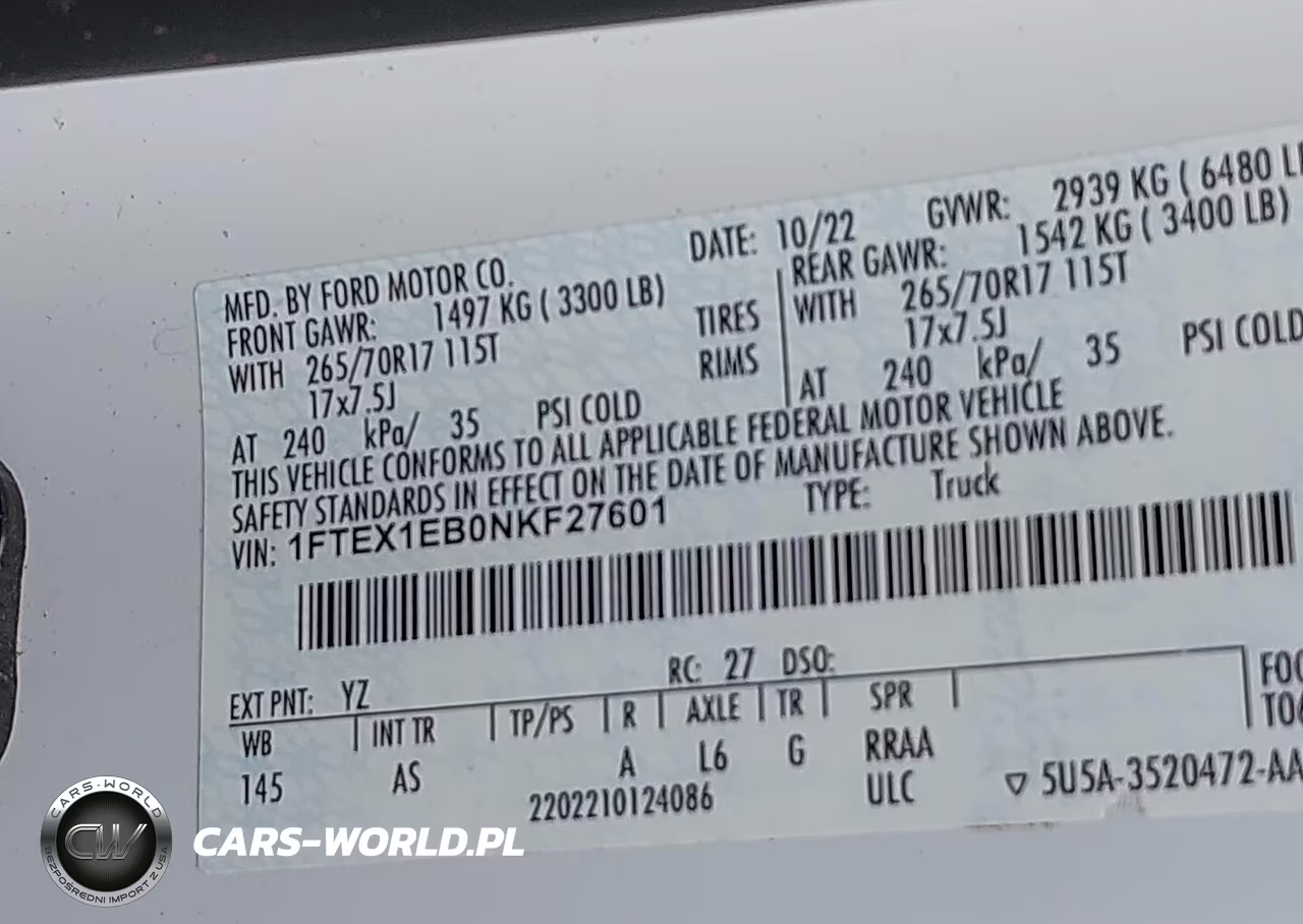 2022 Ford F-150 Xl VIN:1FTEX1EB0NKF27601 - 9