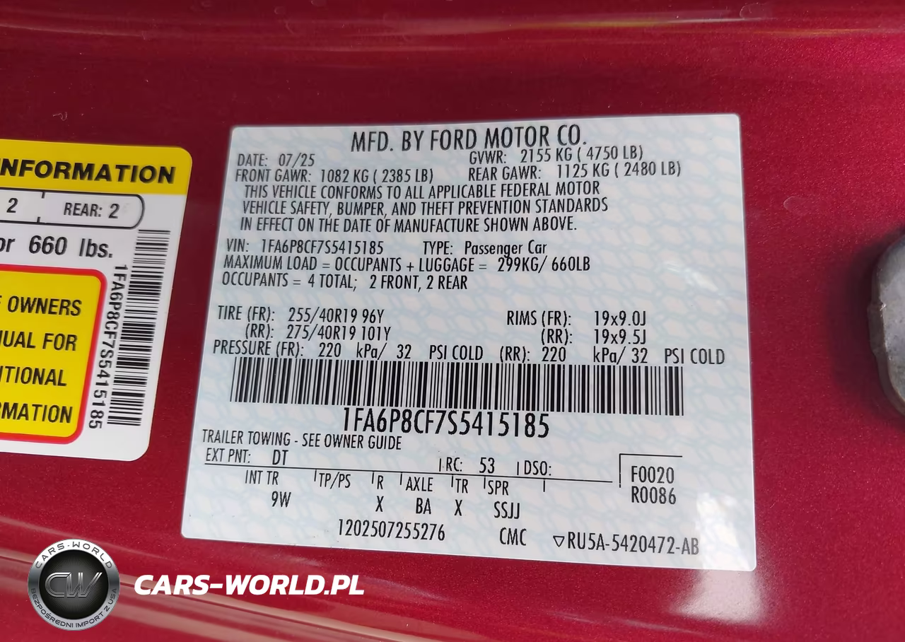 2025 Ford Mustang Gt Premium Fastback VIN:1FA6P8CF7S5415185 - 9