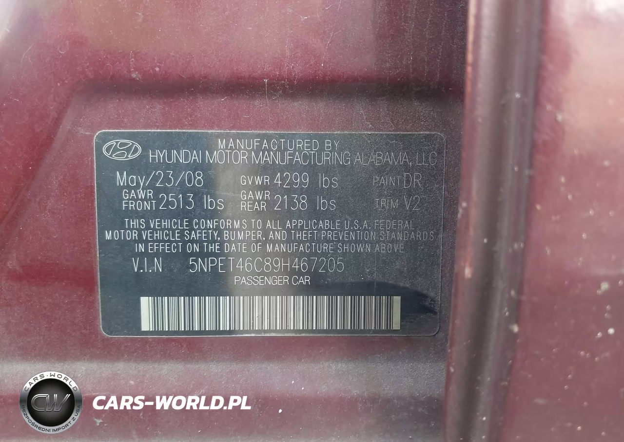 2009 Hyundai Sonata Gls VIN:5NPET46C89H467205 - 9