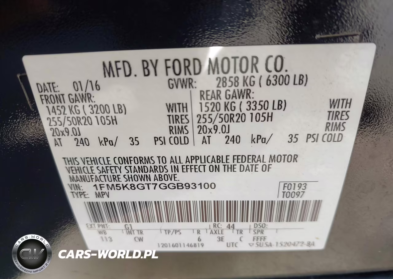 2016 Ford Explorer Sport VIN:1FM5K8GT7GGB93100 - 9