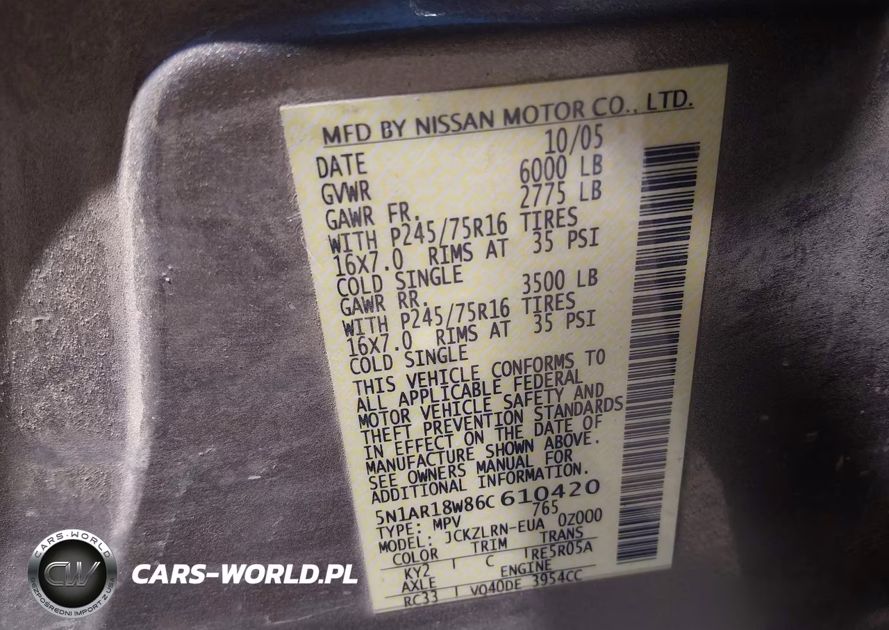 2006 Nissan Pathfinder S VIN:5N1AR18W86C610420 - 9