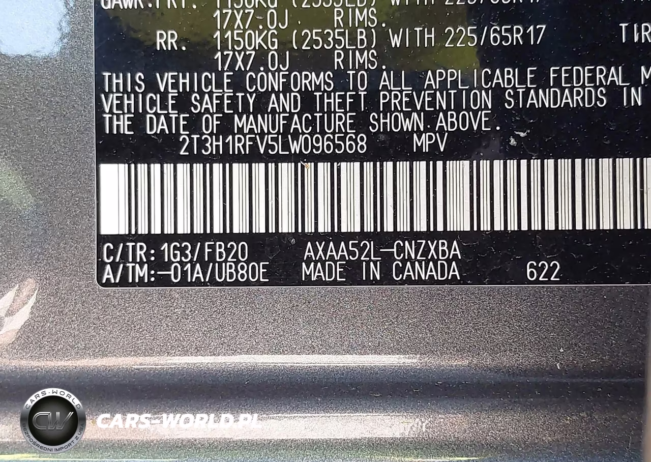 2020 Toyota Rav4 Le VIN:2T3H1RFV5LW096568 - 9